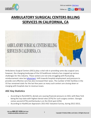 AMBULATORY SURGICAL CENTERS BILLING SERVICES IN CALIFORNIA, CA