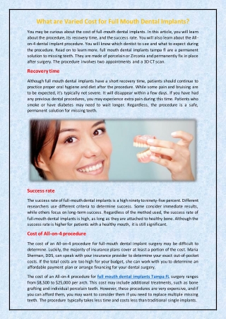 What are Varied Cost for Full Mouth Dental Implants?