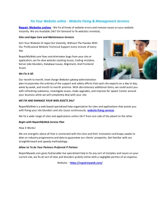 Fix Your Website online - Website Fixing & Management Services
