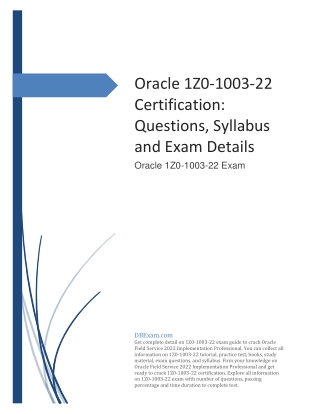 Oracle 1Z0-1003-22 Certification: Questions, Syllabus and Exam Details