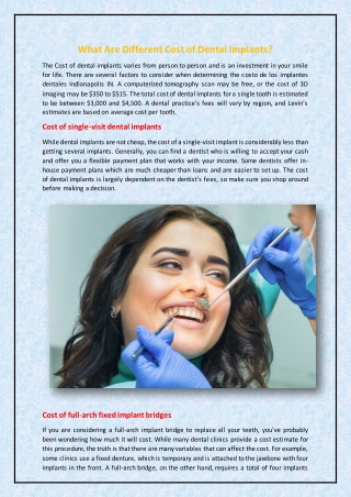 What Are Different Cost of Dental Implants?