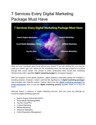 7 Services Every Digital Marketing Package Must Have
