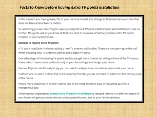 Facts to know before having extra TV points installation