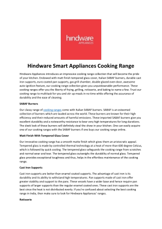 Hindware Smart Appliances Cooking Range