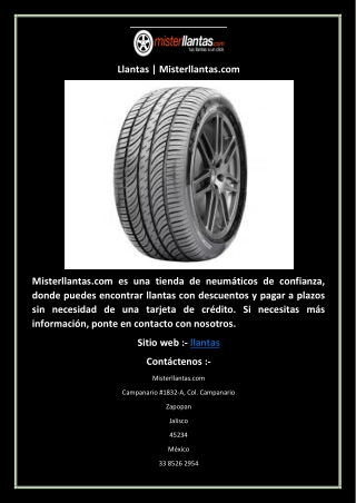 Llantas | Misterllantas.com