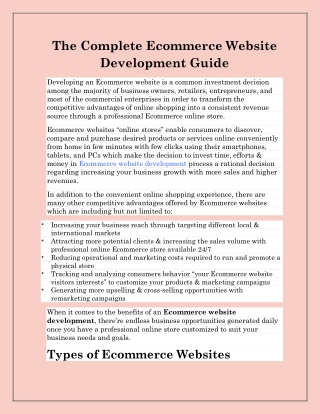 The Complete Ecommerce Website Development Guide