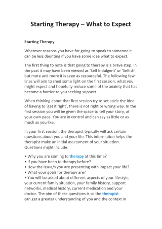 Starting Therapy – What to Expect