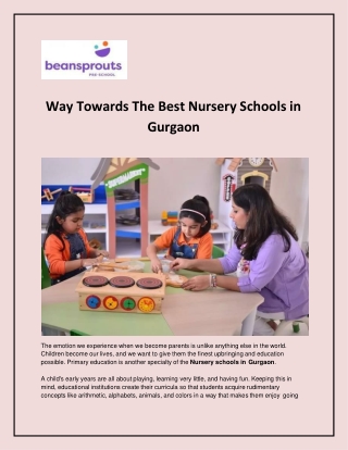 Nursery Schools In Gurgaon - Beansprouts Pre School