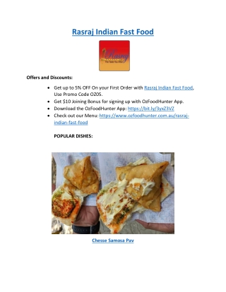 5% off - Rasraj Indian Fast Food Restaurant Wentworthville