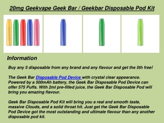 20mg Geekvape Geek Bar / Geekbar Disposable Pod Kit