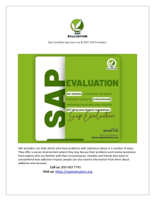 SAP Evaluation | DOT SAP Provides & DOT Certified SAP near me