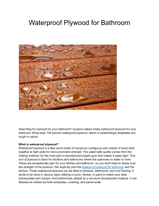Waterproof Plywood for Bathroom - Gurjone ply