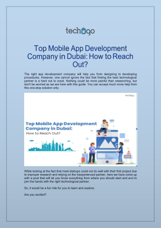 Top Mobile App Development Company in Dubai: How to Reach Out?