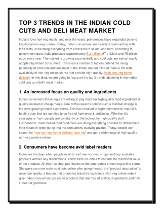 TOP 3 TRENDS IN THE INDIAN COLD CUTS AND DELI MEAT MARKET