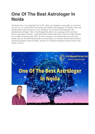 One Of The Best Astrologer In Noida
