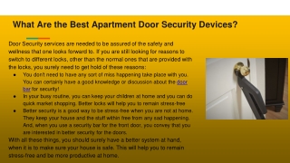 What Are the Best Apartment Door Security Devices