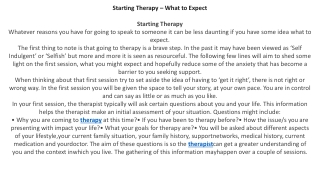 Starting Therapy – What to Expect
