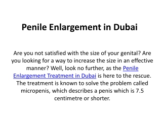 Penile Enlargement in Dubai