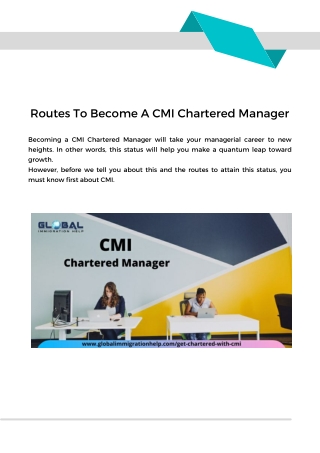 Routes To Become A CMI Chartered Manager