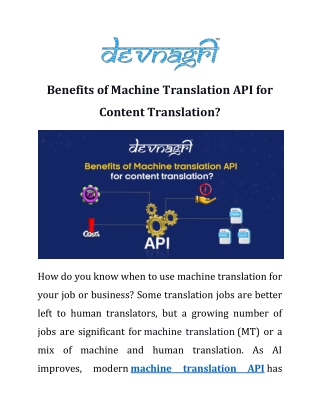 Benefits of Machine Translation API for Content Translation?