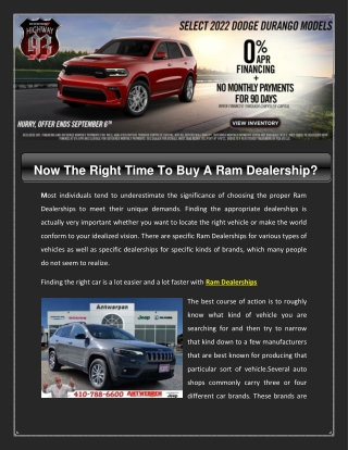 Now The Right Time To Buy A Ram Dealership
