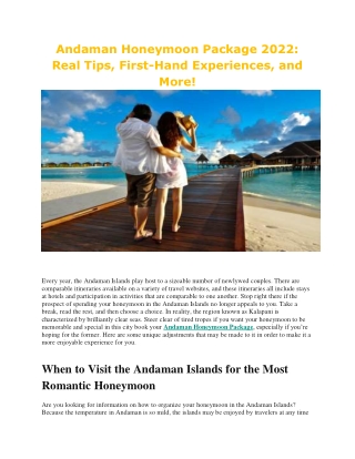 Andaman Honeymoon Package 2022 Real Tips First-Hand Experiences and More!