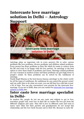 Intercaste love marriage solution in Delhi – Astrology Support