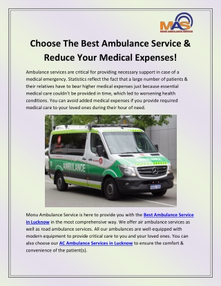 Best Ambulance Service in Lucknow