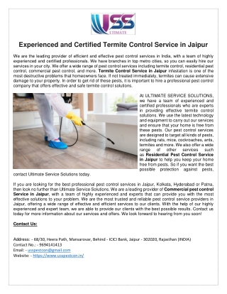 Termite Control Service in Jaipur