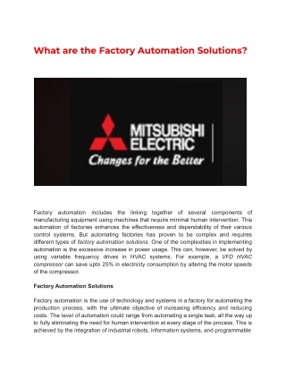 What are the Factory Automation Solutions_