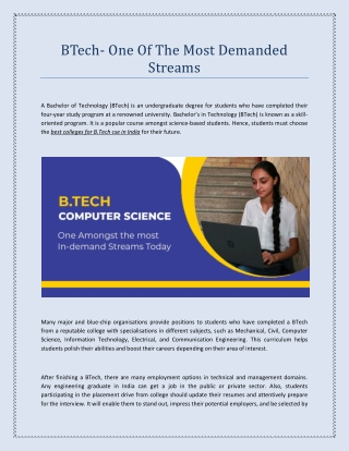 BTech- One Of The Most Demanded Streams