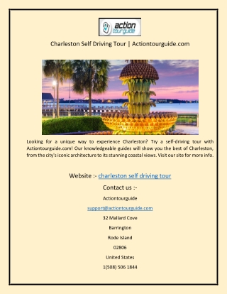 Charleston Self Driving Tour  Actiontourguide