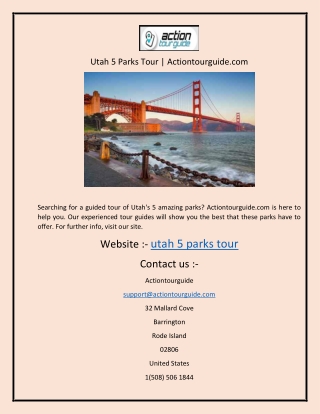 Utah 5 Parks Tour  Actiontourguide
