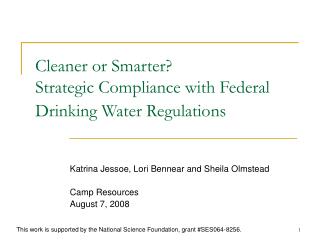 Cleaner or Smarter? Strategic Compliance with Federal Drinking Water Regulations