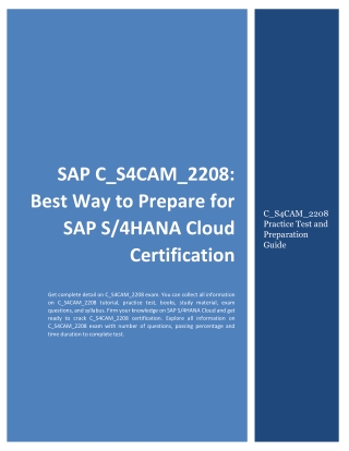 SAP C_S4CAM_2208: Best Way to Prepare for SAP S4HANA Cloud Certification