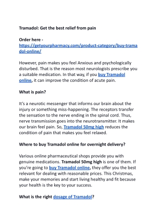 Tramadol_ Get the best relief from pain