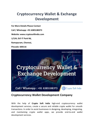 Cryptocurrency Wallet & Exchange Development