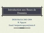 Introduction aux Bases de Donn es