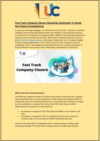 Fast Track Company Closure Should Be Systematic To Avoid Any Future Consequences