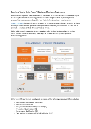 Overview of Medical Device Process Validation and Regulatory Requirements