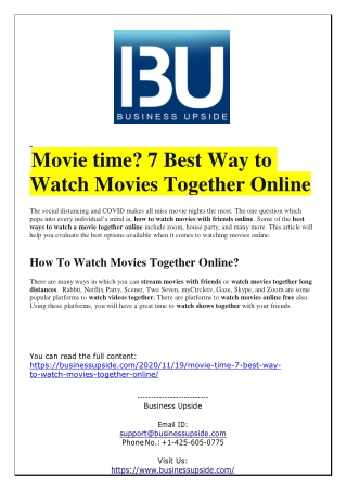 Movie time 7 Best Way to Watch Movies Together Online