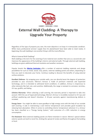 External Wall Cladding- A Therapy to Upgrade Your Property