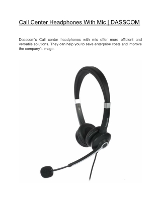 Call Center Headphones With Mic  | DASSCOM