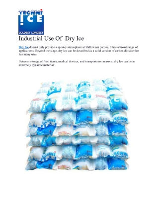 Industrial Use Of Dry Ice