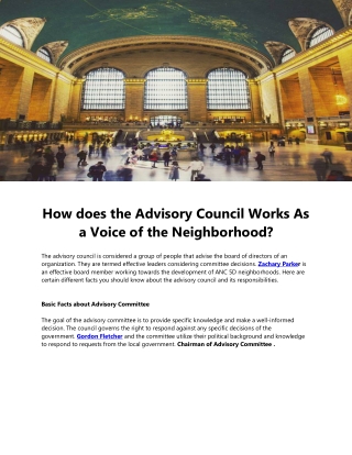 How does the Advisory Council Works As a Voice of the Neighborhood