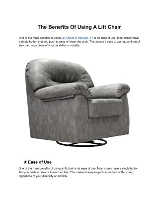 The Benefits Of Using A Lift Chair