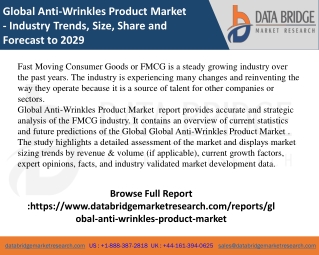 Global Anti-Wrinkles Product Market  Pdf