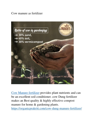 Cow manure as fertilizer