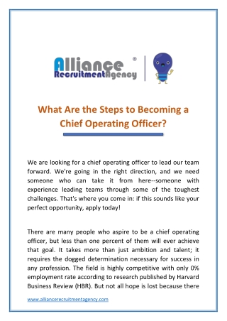 chief operating officer recruitment