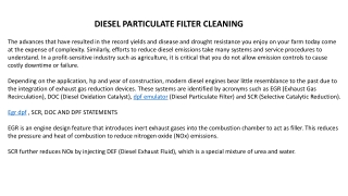 DIESEL PARTICULATE FILTER CLEANING